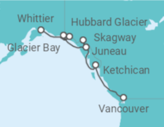 Reiseroute der Kreuzfahrt  Alaska - Holland America Line