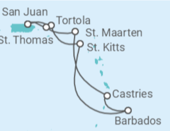 Reiseroute der Kreuzfahrt  Britische Jungferninseln, Barbados, St. Lucia, Sint Maarten, Amerikanische Jungferninseln - NCL Norwegian Cruise Line