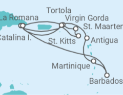 Reiseroute der Kreuzfahrt  Martinique, Antigua Und Barbuda, Britische Jungferninseln, Dominikanische Republik, Sint Maarten - MSC Cruises