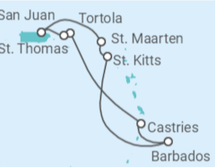 Reiseroute der Kreuzfahrt  Sint Maarten, Barbados, St. Lucia, Britische Jungferninseln, Amerikanische Jungferninseln - NCL Norwegian Cruise Line