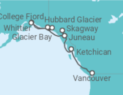 Reiseroute der Kreuzfahrt  Voyage of the Glaciers Grand Adventure - Princess Cruises