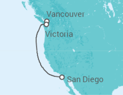 Reiseroute der Kreuzfahrt  Kanada - Disney Cruise Line