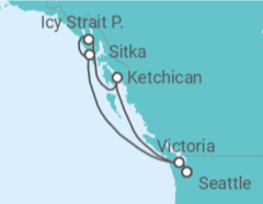 Reiseroute der Kreuzfahrt  Alaska - Oceania Cruises