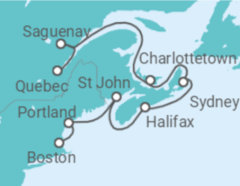 Reiseroute der Kreuzfahrt  Classic Canada & New England - Princess Cruises