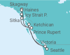 Reiseroute der Kreuzfahrt  Alaska - Virgin Voyages