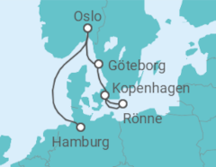 Reiseroute der Kreuzfahrt  A Journey of Nordic Cities & Coastal Calm - Explora Journeys