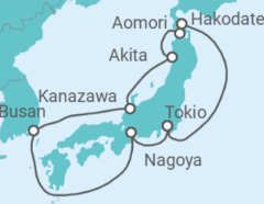 Reiseroute der Kreuzfahrt  A Journey through Japan’s Spirit & Natural Beauty - Explora Journeys