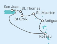 Reiseroute der Kreuzfahrt  Amerikanische Jungferninseln, Sint Maarten, Antigua Und Barbuda - Royal Caribbean