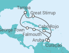 Reiseroute der Kreuzfahrt  Aruba, Curaçao, Jamaika, Kaimaninseln - NCL Norwegian Cruise Line