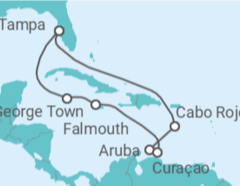 Reiseroute der Kreuzfahrt  Aruba, Curaçao, Jamaika, Kaimaninseln - NCL Norwegian Cruise Line