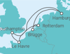 Reiseroute der Kreuzfahrt  Vereinigtes Königreich, Deutschland, Belgien, Niederlande Alles Inklusive - MSC Cruises