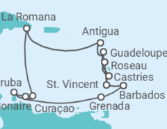Reiseroute der Kreuzfahrt  Karibische Insel-Rundreise ab Barbados - mit Flug - AIDA