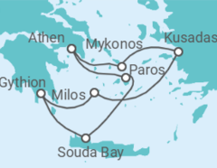 Reiseroute der Kreuzfahrt  Türkei, Griechenland - Silversea
