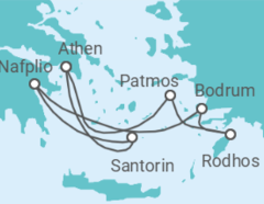 Reiseroute der Kreuzfahrt  Griechenland, Türkei - Silversea