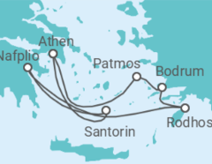 Reiseroute der Kreuzfahrt  Griechenland, Türkei - Silversea