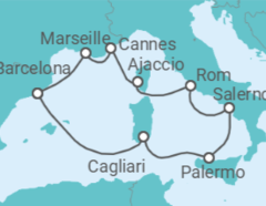 Reiseroute der Kreuzfahrt  Frankreich, Italien - Virgin Voyages