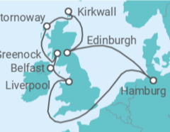 Reiseroute der Kreuzfahrt  Vereinigtes Königreich Alles Inklusive - MSC Cruises