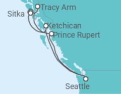 Reiseroute der Kreuzfahrt  Alaska - Virgin Voyages