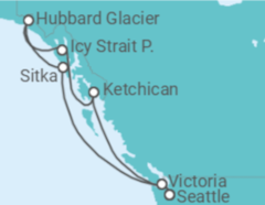 Reiseroute der Kreuzfahrt  Alaska - Virgin Voyages