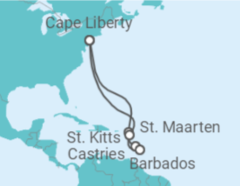 Reiseroute der Kreuzfahrt  Sint Maarten, St. Lucia, Barbados, St. Kitts Und Nevis - Royal Caribbean