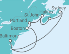 Reiseroute der Kreuzfahrt  USA, Kanada - Royal Caribbean