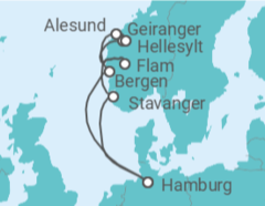 Reiseroute der Kreuzfahrt  Norwegens Schätze - Costa Kreuzfahrten