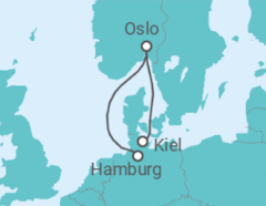Reiseroute der Kreuzfahrt  4 Tage - Kurzreise Oslo - ab Hamburg /bis Kiel - Mein Schiff