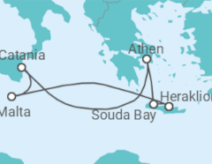 Reiseroute der Kreuzfahrt  7 Nächte - Inselwelt zum Verlieben - ab/bis Heraklion - Mein Schiff