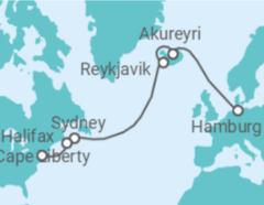 Reiseroute der Kreuzfahrt  15 Nächte - Transatlantikreise USA - ab Hamburg/bis Bayonne - Mein Schiff