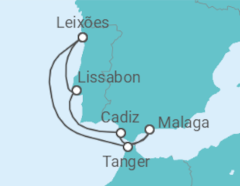 Reiseroute der Kreuzfahrt  7 Nächte - Sommerzeit an der Westküste mit Marokko - ab/bis Leixões (Porto) - Mein Schiff