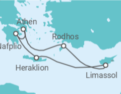 Reiseroute der Kreuzfahrt  7 Nächte - Zauberhafte Inseln - ab/bis Heraklion - Mein Schiff
