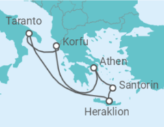 Reiseroute der Kreuzfahrt  7 Nächte - Vielfalt des Östlichen Mittelmeers - ab/bis Heraklion - Mein Schiff