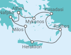 Reiseroute der Kreuzfahrt  Griechenland, Türkei - Silversea