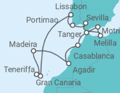 Reiseroute der Kreuzfahrt  Kanaren - NCL Norwegian Cruise Line