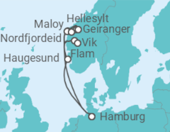 Reiseroute der Kreuzfahrt  Norwegen - Costa Cruceros