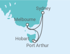 Reiseroute der Kreuzfahrt  Tasmania - Princess Cruises