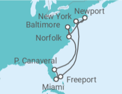 Reiseroute der Kreuzfahrt  Florida, Maryland & Bahamas ab New York - AIDA