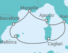 Reiseroute der Kreuzfahrt  Mediterrane Schätze mit Sardinien ab Barcelona - AIDA
