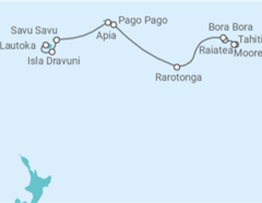 Reiseroute der Kreuzfahrt  Von Papeete (Tahiti) nach Lautoka (Fidschi)  - NCL Norwegian Cruise Line
