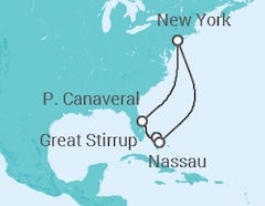 Reiseroute der Kreuzfahrt  USA, Bahamas - NCL Norwegian Cruise Line