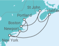 Reiseroute der Kreuzfahrt  Kanada, USA - NCL Norwegian Cruise Line