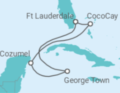 Reiseroute der Kreuzfahrt  Kaimaninseln, Mexiko - Celebrity Cruises