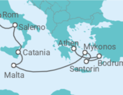 Reiseroute der Kreuzfahrt  Türkei, Griechenland, Malta, Italien - Virgin Voyages