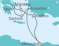 Reiseroute der Kreuzfahrt  Griechenland, Türkei, Ägypten - Virgin Voyages