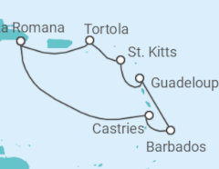 Reiseroute der Kreuzfahrt  St. Lucia, Barbados, Guadeloupe, St. Kitts Und Nevis, Britische Jungferninseln - Costa Kreuzfahrten