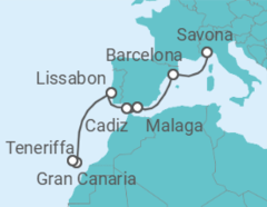 Reiseroute der Kreuzfahrt  Kanaren - Costa Kreuzfahrten