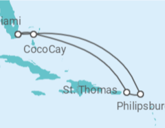 Reiseroute der Kreuzfahrt  Sint Maarten, Amerikanische Jungferninseln - Royal Caribbean