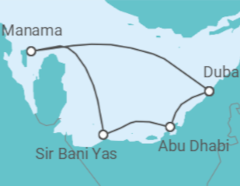 Reiseroute der Kreuzfahrt  Orient ab Abu Dhabi - AIDA
