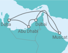 Reiseroute der Kreuzfahrt  Orient mit Oman ab Abu Dhabi - mit Flug - AIDA