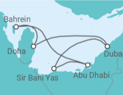 Reiseroute der Kreuzfahrt  Vereinigte Arabische Emirate, Katar - MSC Cruises